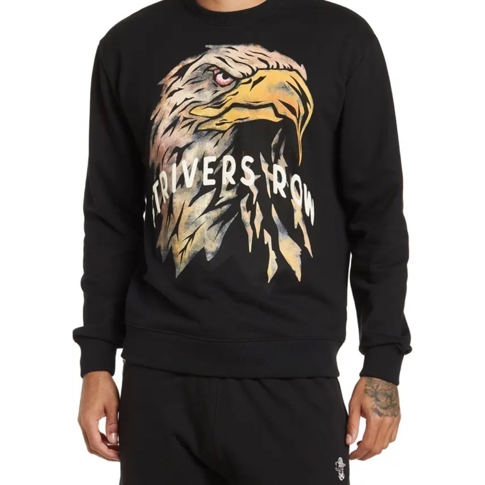 New! Strivers Row Men’s shadow eagle black Sweatshirt Size Small Graphic Logo